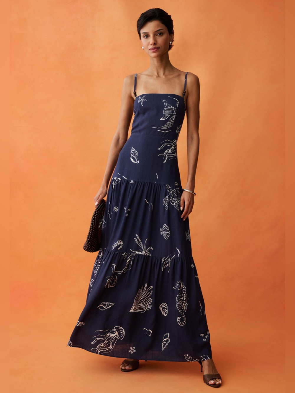 NWT Anaya Zali Linen Maxi Dress size 10 navy blue coastal Few Moda size 10